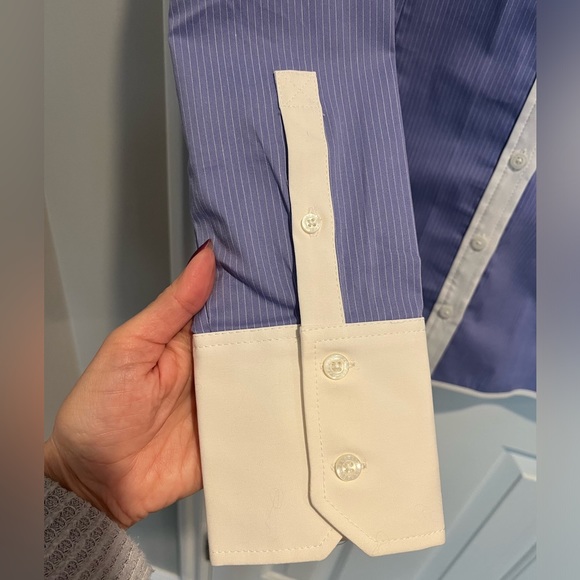 Pin Striped Tailored Button up Dress Shirt - Picture 2 of 8